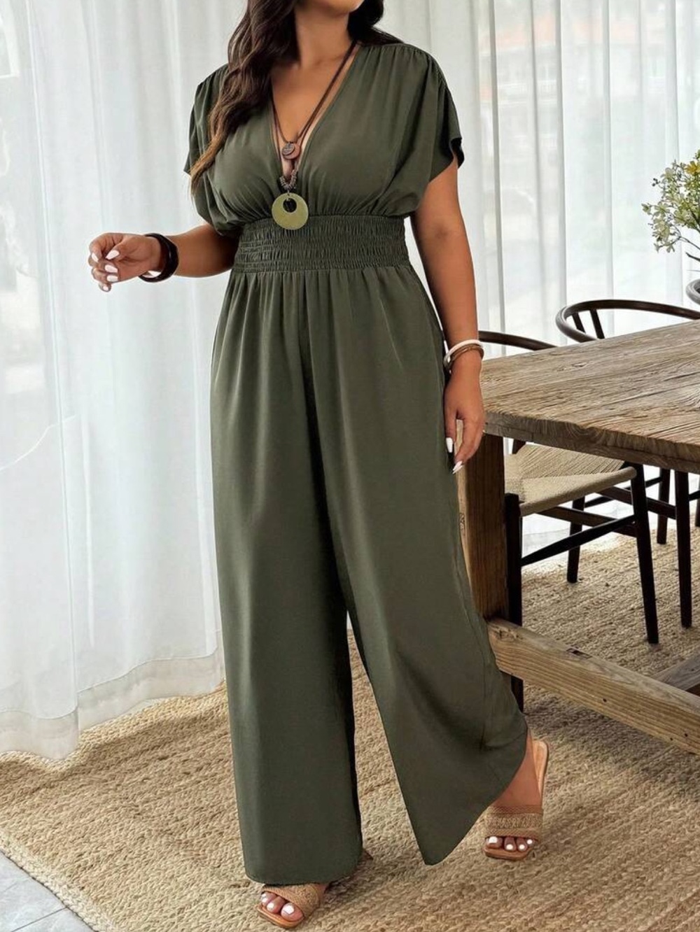 Green Wide-Leg Jumpsuit - Picture 5 of 5